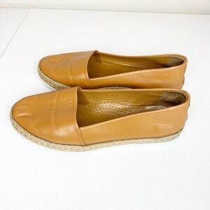 Bambi Leather Espadrille Slip On Flat Tan Size 39